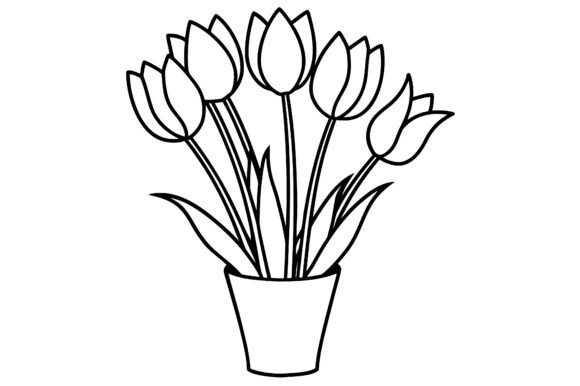 Abstract Tulip Vase Line Art