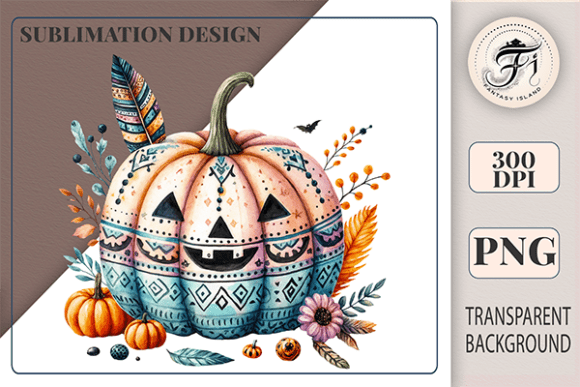 Boho Halloween Pumpkin PNG Clipart