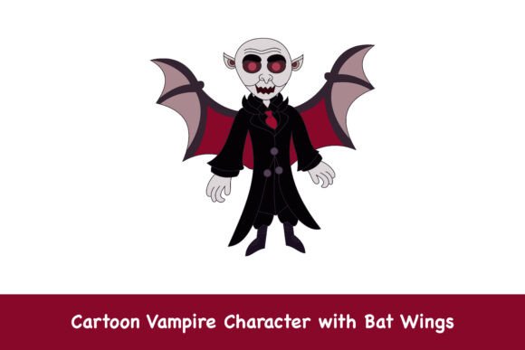 Cartoon Vampire Character with Bat Wings: A Versatile Asset for Halloween Design and Creative Projects