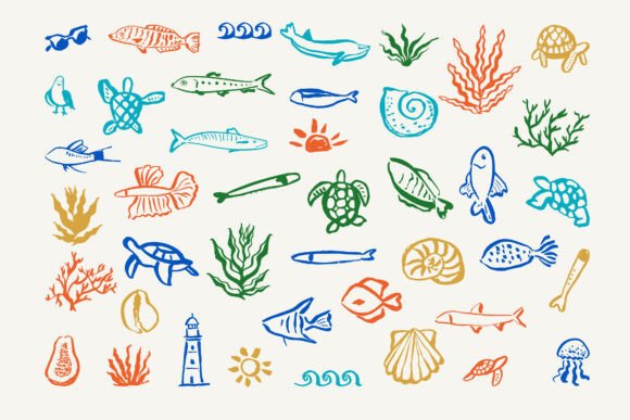 Coastal Whimsical: Playful Marine Vector Art