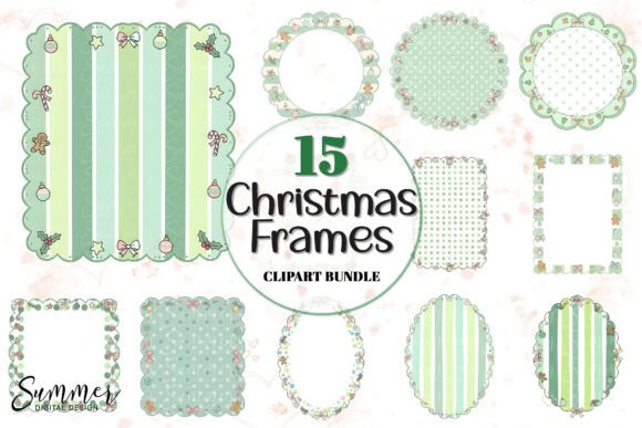 Coquette Green Christmas Frames PNG