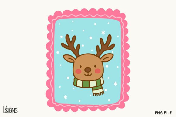 Cute Christmas Reindeer Frame PNG: Elevating Holiday Designs with Pastel Charm