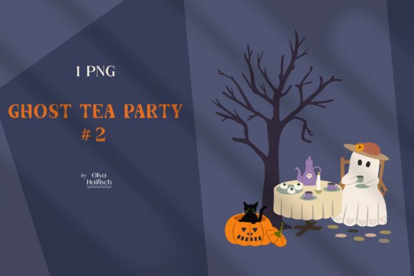 Cute Ghost Tea Party PNG Clipart Guide