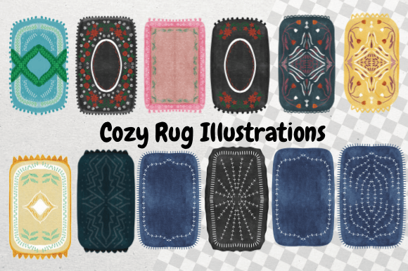 Elevate Your Creative Projects with the 12 Cozy Rug Clipart Set PNG Bundle