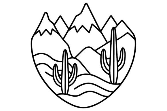 Elevating Digital Aesthetics with Abstract Desert Mountain Silhouettes