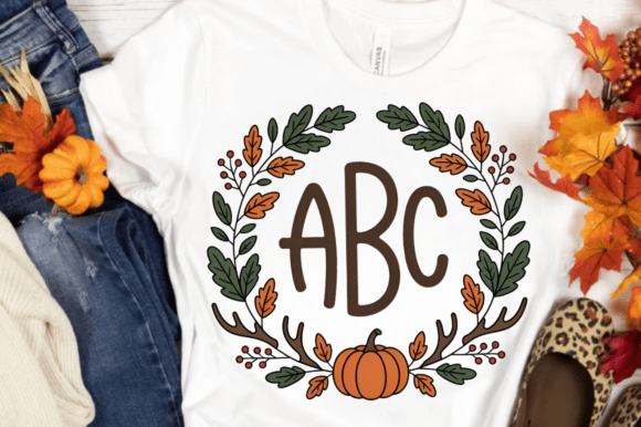 Elevating Seasonal Branding with the Autumn Floral Wreath Monogram PNG Design