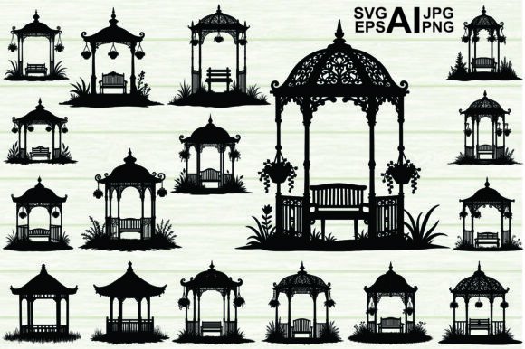 Enhancing Landscape Designs with the Silhouette Garden Gazebo Vector Bundle