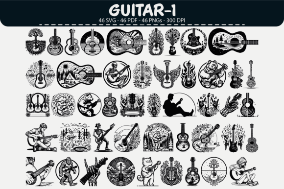 Exploring the Versatility of Guitar Vector Clipart: 46 Unique Designs for Creators