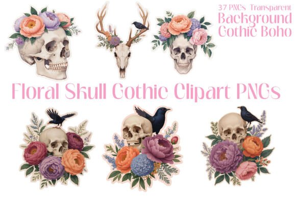 Gothic Roses Skulls Clipart Guide