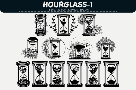Hourglass Clipart Bundle: 13 Unique Designs