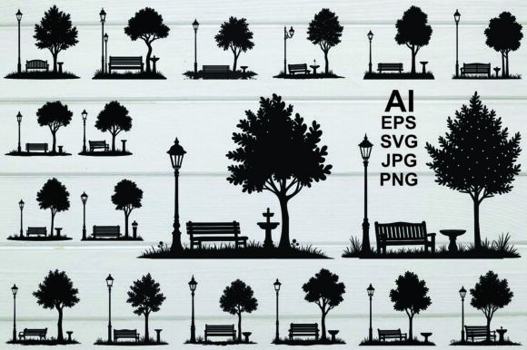 Park Silhouette Set Vector Guide
