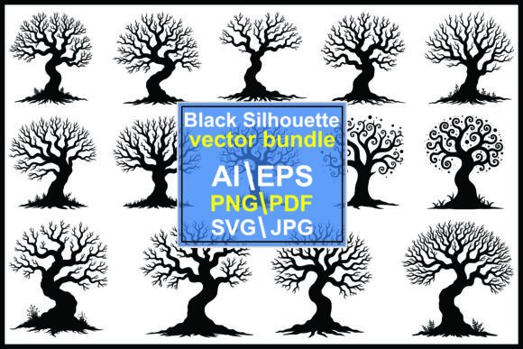 Silhouette Bare Trees with Roots Bundle: A Versatile Design Resource for Creators