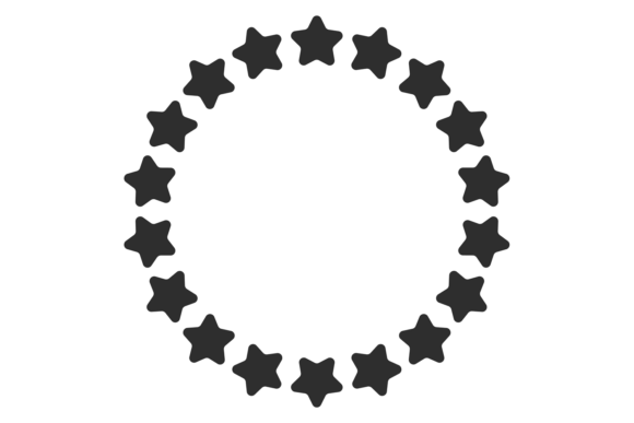 Simple Star Round Border: Black Decorative Frame for Modern Design