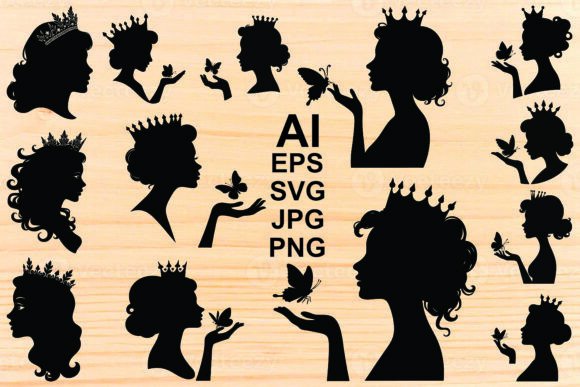 The Power of the Crown: Elevating Designs with Woman Silhouette Vector Art