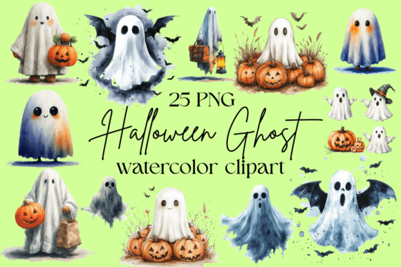 Unleash Your Creativity with Eerie Watercolor Halloween Ghost Clipart