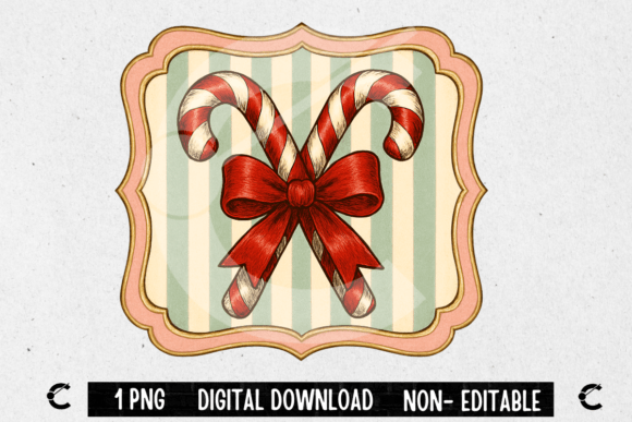 Vintage Candy Cane Frame for Holiday Designs