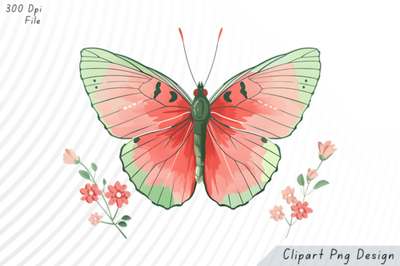 Watercolor Butterfly with Flowers PNG Clipart: Elevating Your Digital and Print Designs